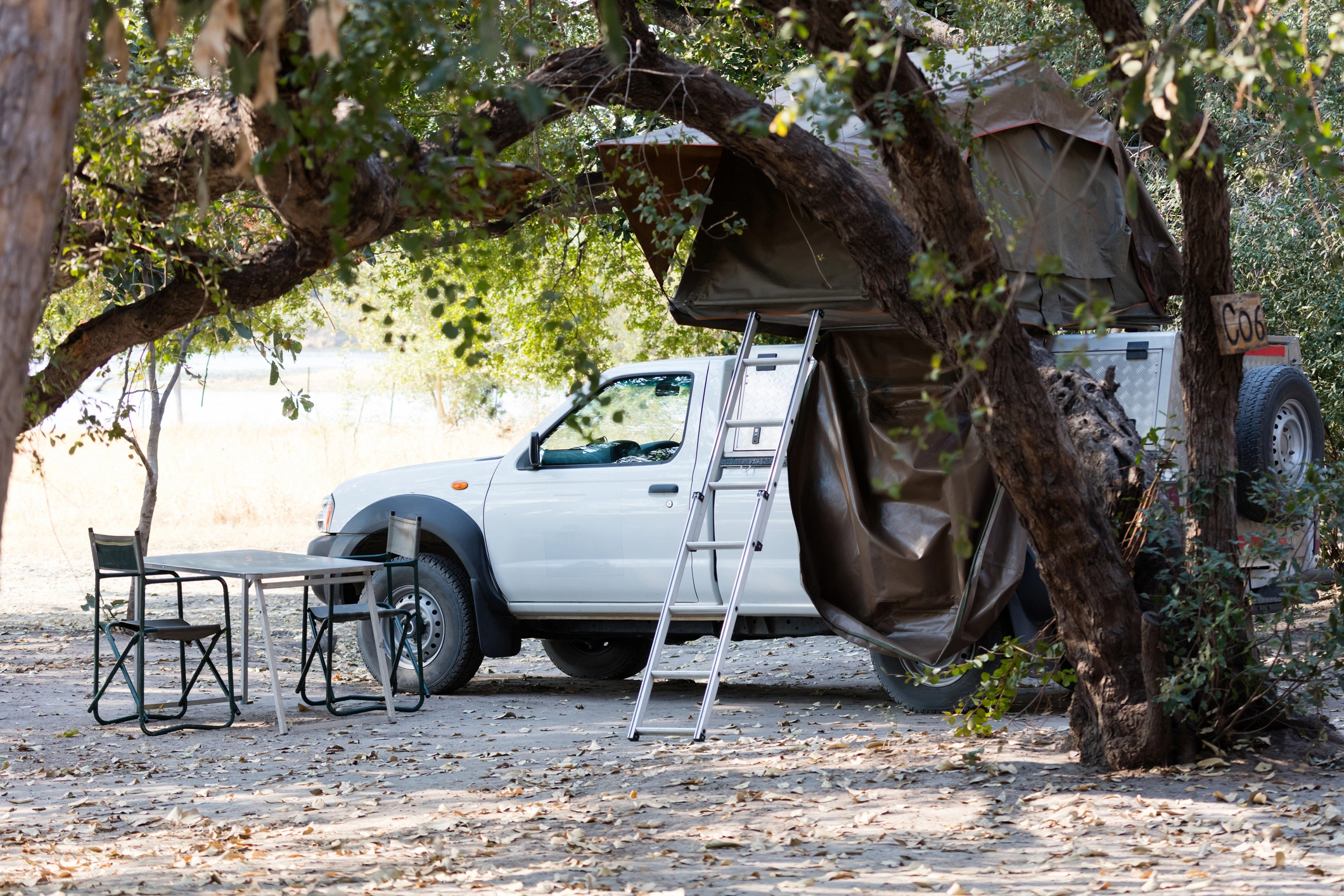 Offroad ute camping with rooftop tent